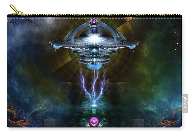 Space Station Zip Pouch featuring the digital art Space Station Ansarious by Rolando Burbon