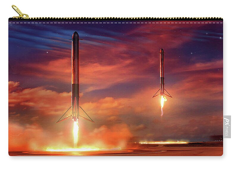 Transplanteren Dank je kleinhandel Space X - double booster landing Falcon Heavy Zip Pouch by James Vaughan -  Pixels