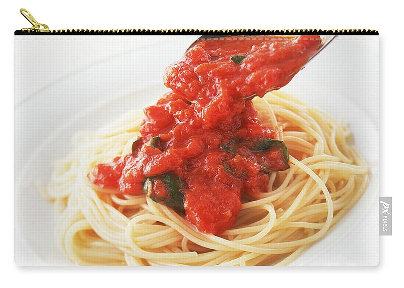 Hanging Zip Pouch featuring the photograph Spaghetti Pomodoro by Imagenavi