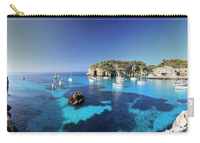 Scenics Zip Pouch featuring the photograph Spain, Menorca Beach by Michele Falzone