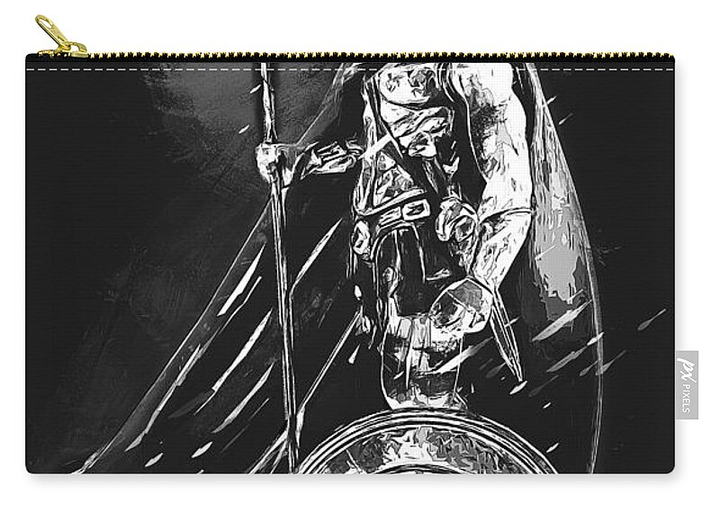 Spartan Warrior Zip Pouch featuring the painting Spartan Hoplite - 47 by AM FineArtPrints