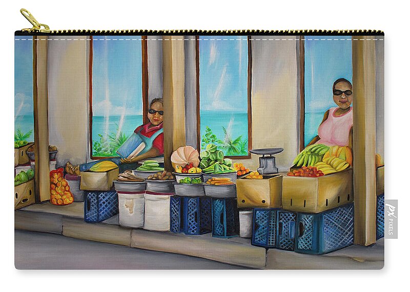 Speightstown Carry-all Pouch featuring the painting Speightstown Produce Ladies by Barbara Noel