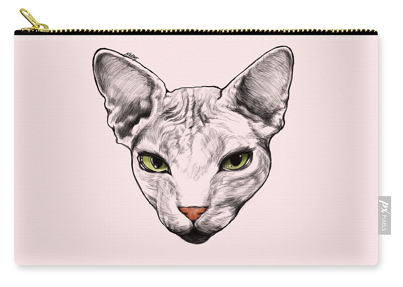 Drawing Zip Pouch featuring the digital art Sphynx by Jindra Noewi