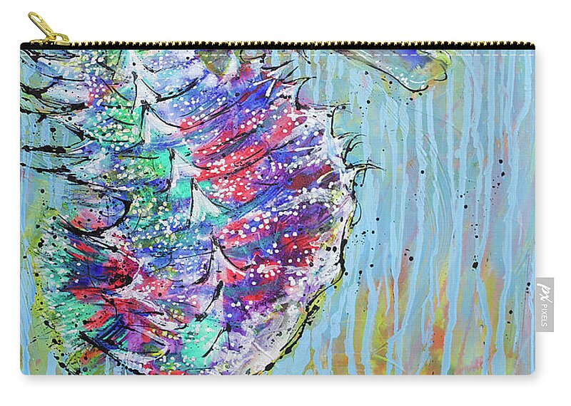 Seahorse Zip Pouch featuring the painting Spiny Seahorse by Jyotika Shroff