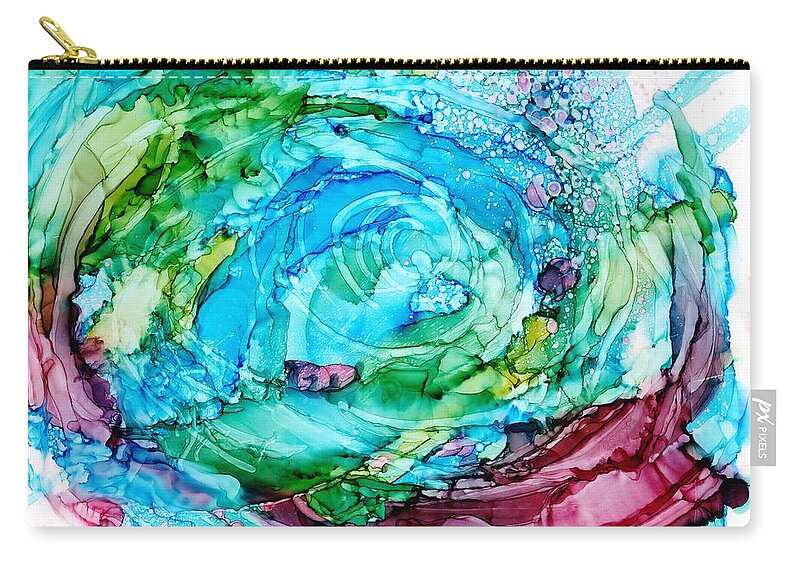 Abstract Zip Pouch featuring the painting Spiral by Christy Sawyer