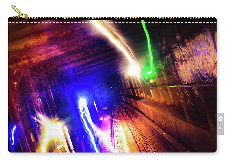 Long Exposure Zip Pouch featuring the photograph Spirit in the Subway by Peter J DeJesus