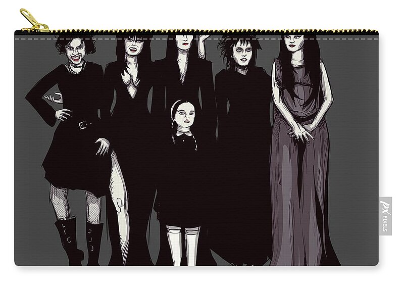 Craft Zip Pouch featuring the drawing Spooky Girls by Ludwig Van Bacon