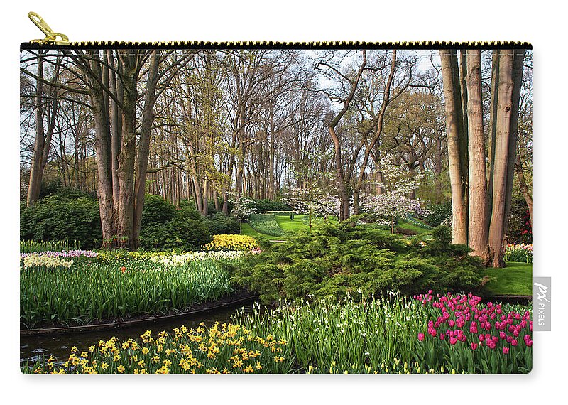 Jenny Rainbow Fine Art Photography Zip Pouch featuring the photograph Spring Blooms in Keukenhof by Jenny Rainbow