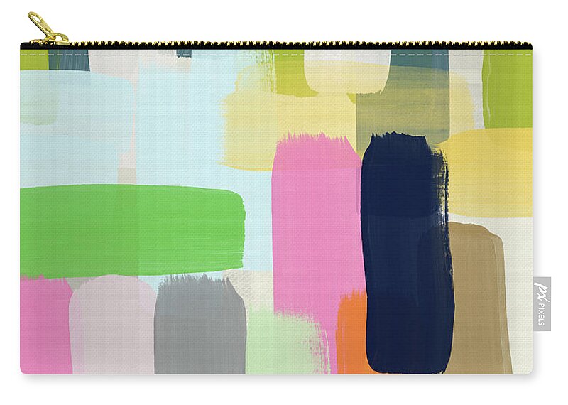 Modern Zip Pouch featuring the mixed media Spring Breeze- Art by Linda Woods by Linda Woods
