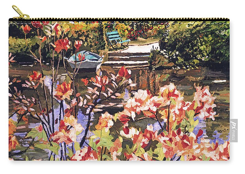 Landscape Zip Pouch featuring the painting Spring Day In Giverny by David Lloyd Glover