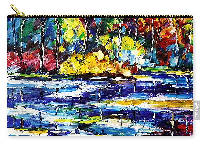 Colorful Landscape Painting Zip Pouch featuring the painting Spring Impression by Mirek Kuzniar