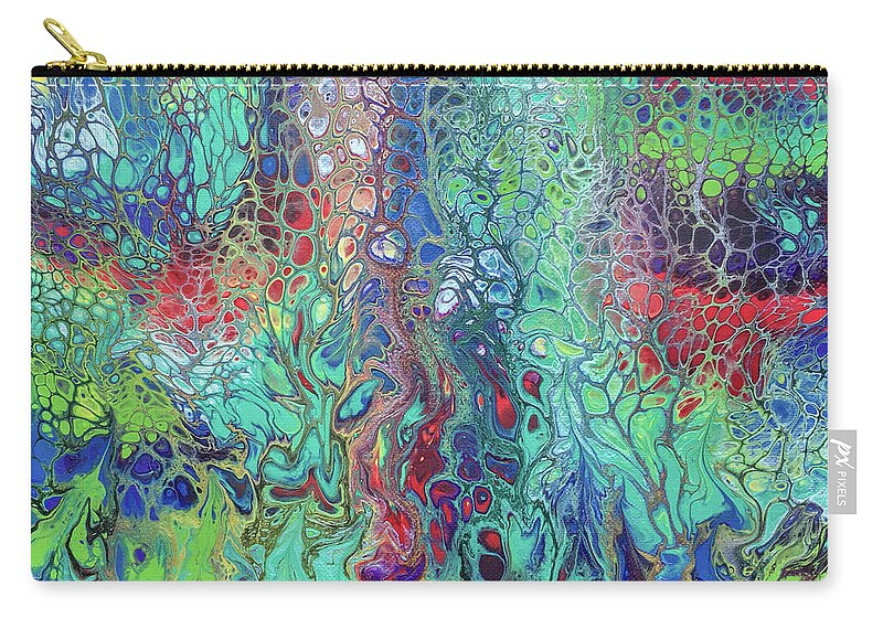 Poured Acrylic Carry-all Pouch featuring the painting Spring Rush by Lucy Arnold