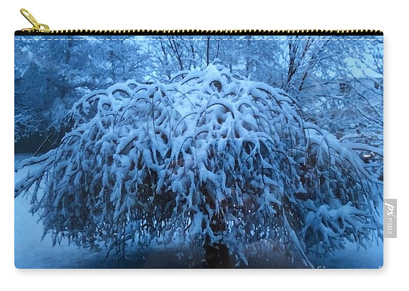 Tree Zip Pouch featuring the photograph Spring Snow by Kate Conaboy