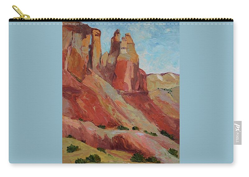 Landscape Zip Pouch featuring the painting Vigilant Sentinels by Marian Berg