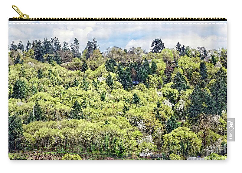 Spring Color Zip Pouch featuring the photograph Springtime mixed conifer and deciduous trees by Robert C Paulson Jr