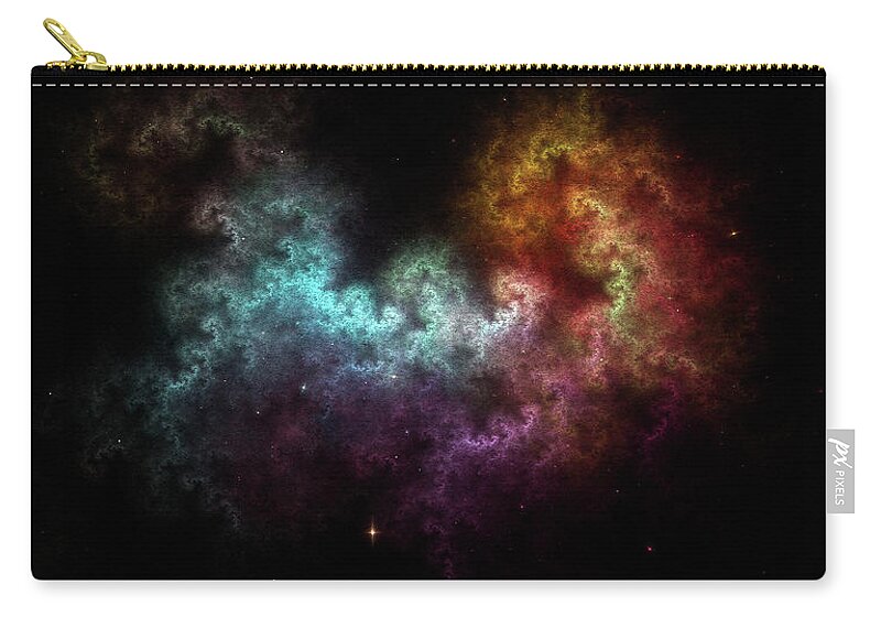 Fractal Zip Pouch featuring the digital art Squiggley Nebula Star Dust Cloud CRQENH by Rolando Burbon