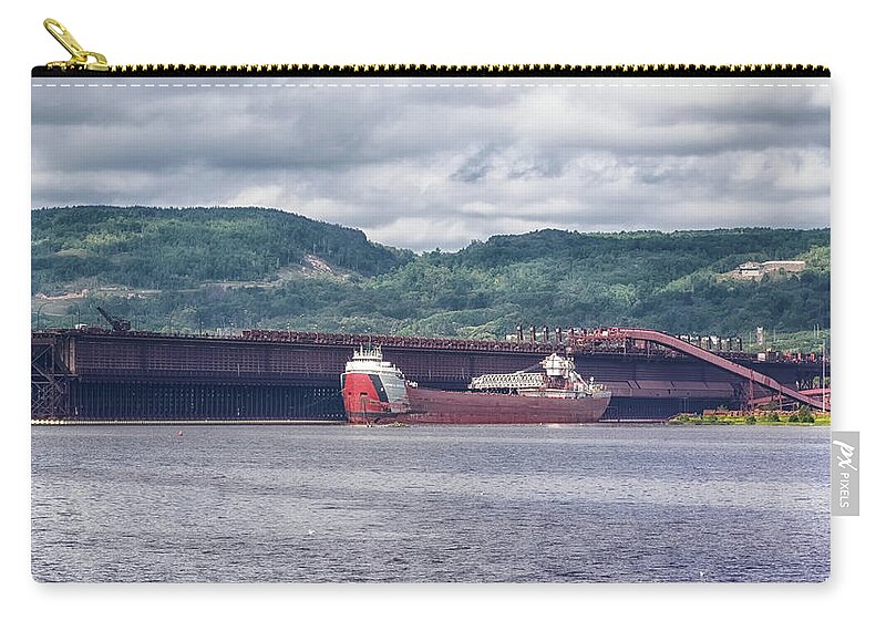 Ship Zip Pouch featuring the photograph SS Arthur M Anderson Docked by Susan Rissi Tregoning