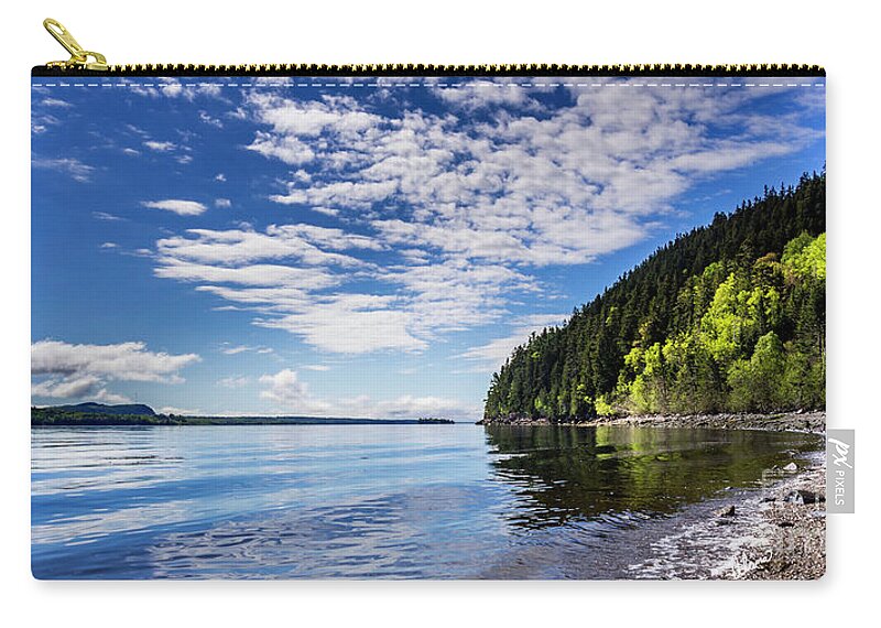 Maine Zip Pouch featuring the photograph St Croix River pano by Alana Ranney