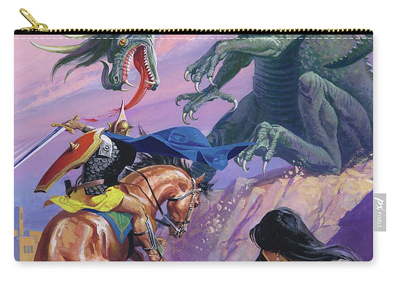 St George Zip Pouch featuring the painting St George and the Dragon by Severino Baraldi