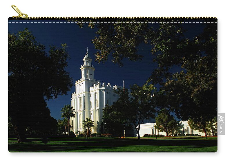 Temple Zip Pouch featuring the photograph St. George Utah Temple by Nathan Abbott