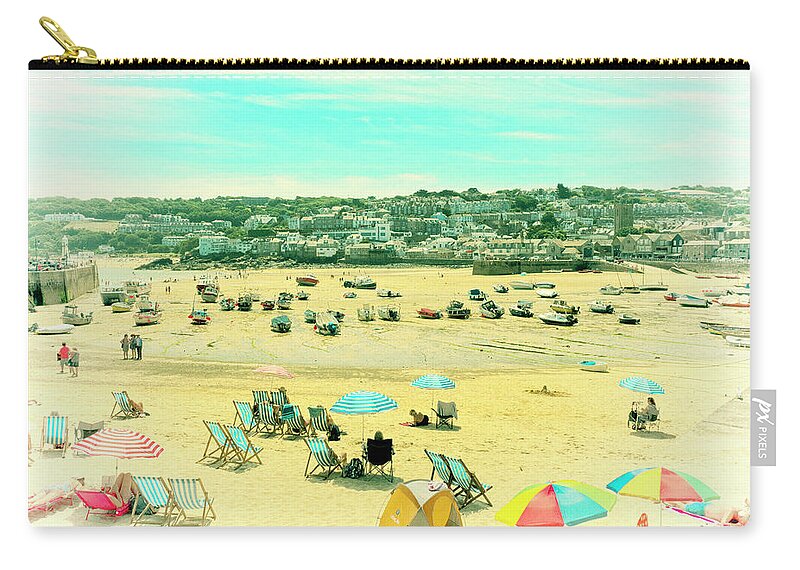 St. Ives Zip Pouch featuring the photograph St. Ives Beach by Doug Matthews
