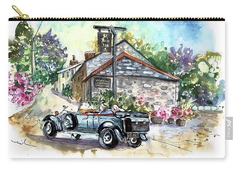 Travel Carry-all Pouch featuring the painting St Kew Inn In Cornwall 01 by Miki De Goodaboom
