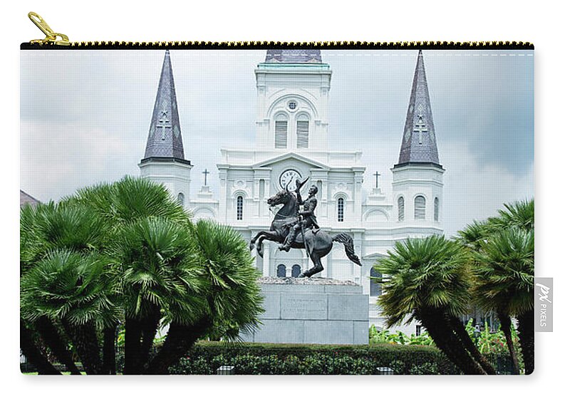 Scenics Zip Pouch featuring the photograph St. Louis Cathedral Jackson Square by Alina555