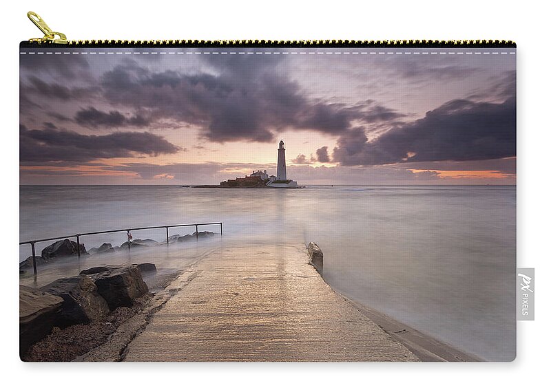 Sunrise Carry-all Pouch featuring the photograph St Mary's Lighthouse by Anita Nicholson