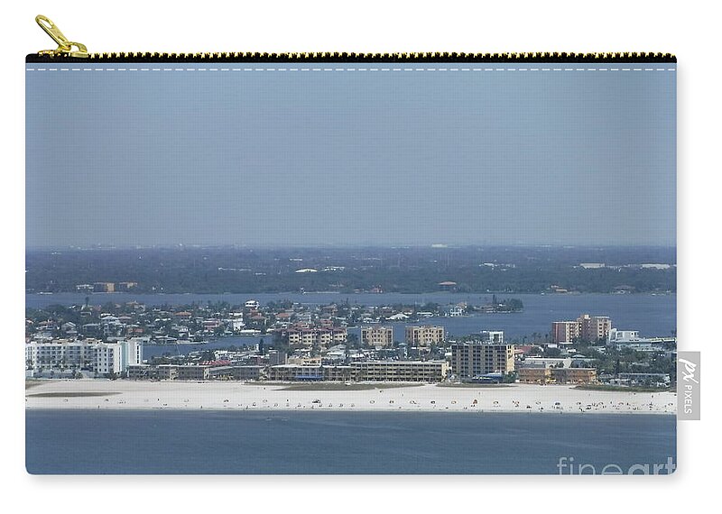 St. Petersburgh Fl Beach From The Sky Zip Pouch featuring the photograph St. Petersburgh Fl. Beach From The Sky by Barbra Telfer