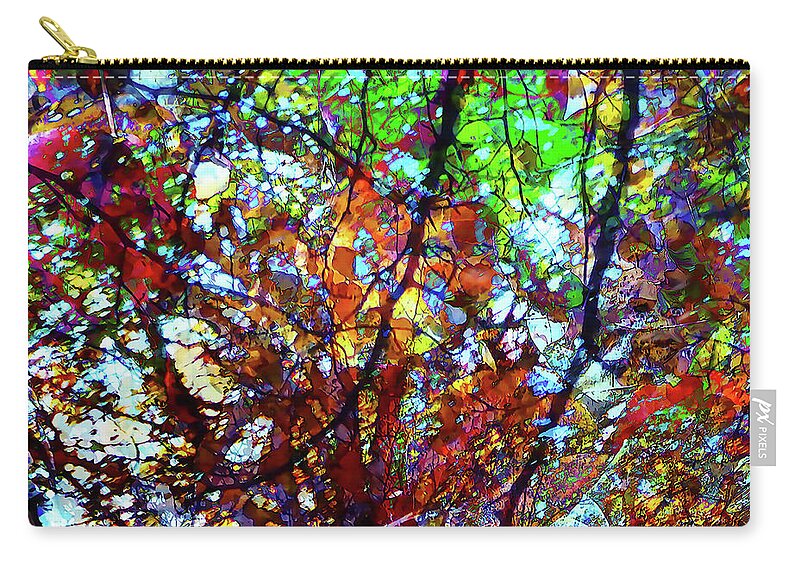Y Zip Pouch featuring the painting Stained Glass Faces in the Foliage by Bonnie Marie