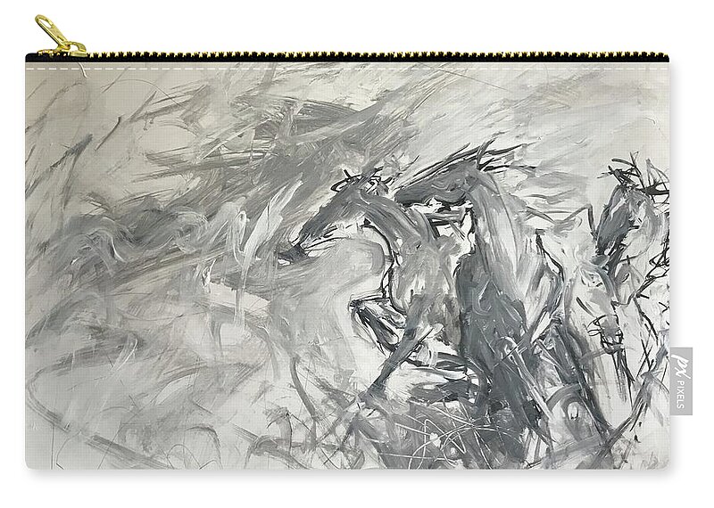 Horses Zip Pouch featuring the painting Stampede Left by Elizabeth Parashis