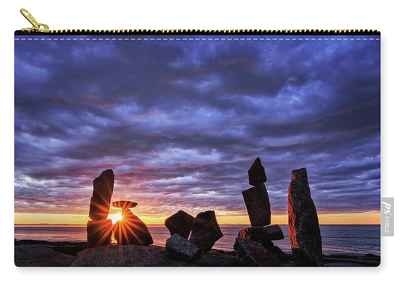 Standing Stone Carry-all Pouch featuring the photograph Standing Stone 1 Halibut Pt. by Michael Hubley