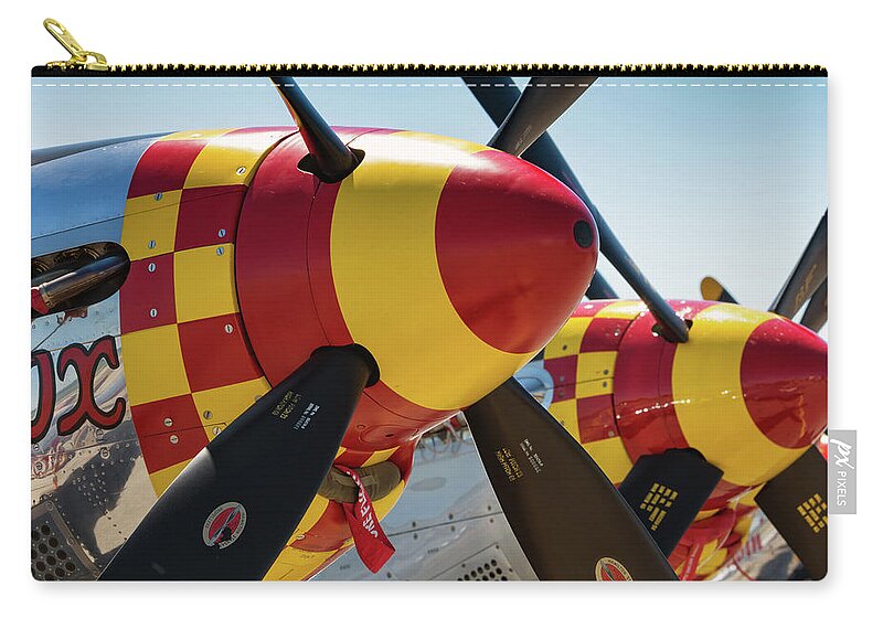 P51 Zip Pouch featuring the photograph Stang Stable by Chris Buff