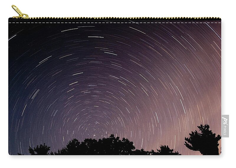 North Star Zip Pouch featuring the photograph Star Trails In The North Woods, Maine by Hiramtom