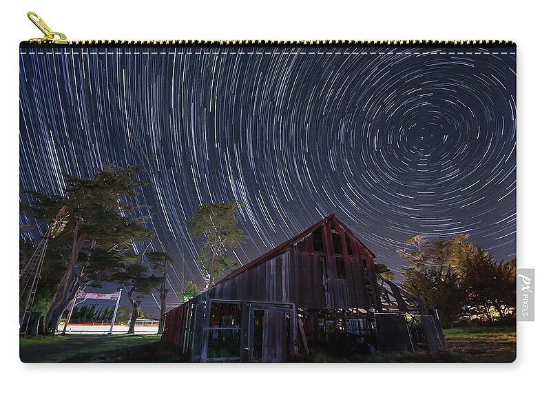 Star Trails Zip Pouch featuring the photograph Star Trails Over Bonetti Ranch by Mike Long