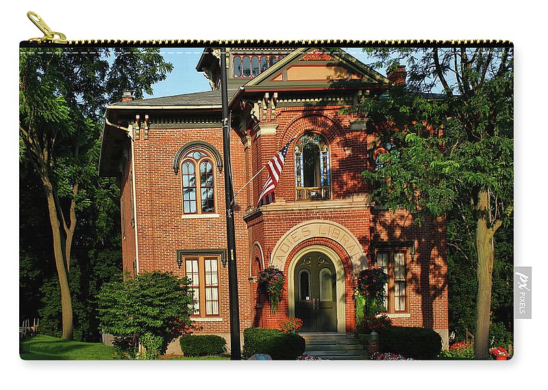Italianate Style; Library; Ladies Library; Ladies Library Ypsilanti Zip Pouch featuring the photograph Starkweather House by Pat Cook