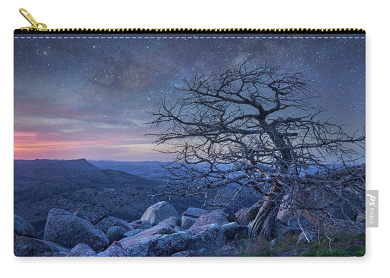 00559646 Zip Pouch featuring the photograph Stars Over Pine, Mount Scott by Tim Fitzharris