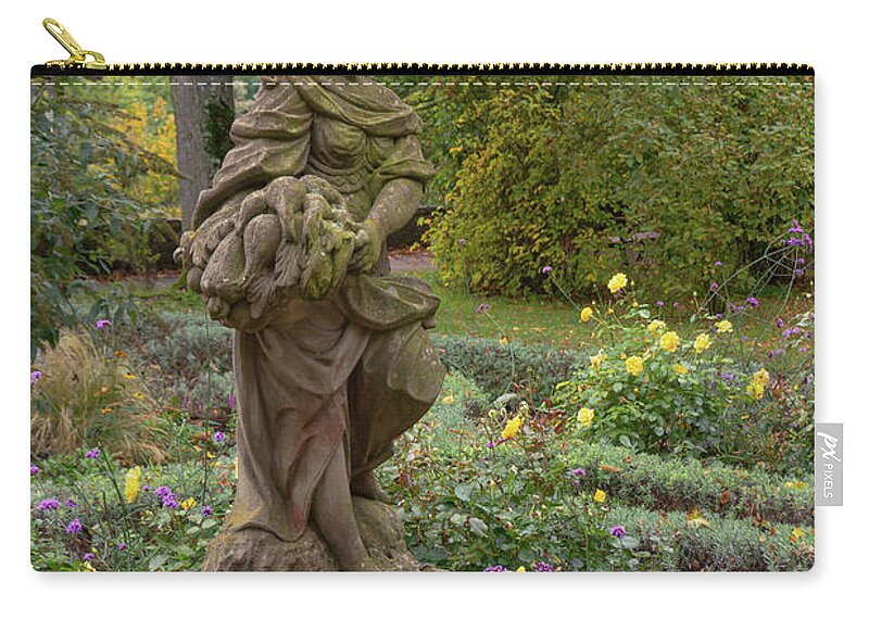 Jenny Rainbow Fine Art Photography Zip Pouch featuring the photograph Statue of Rothenburg Castle Garden by Jenny Rainbow