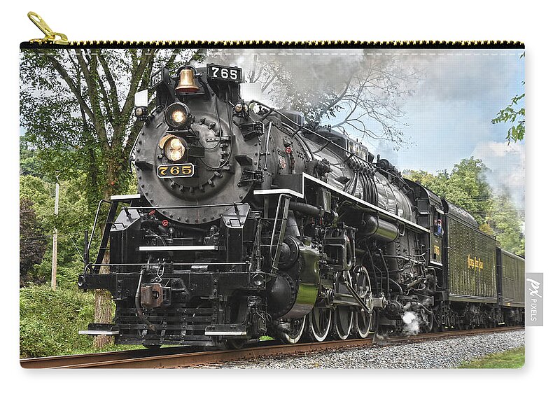  Railroad Zip Pouch featuring the photograph Steam in the Valley II by Ann Bridges