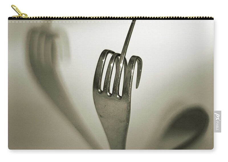 Shadow Zip Pouch featuring the photograph Steel Fork by By Mediotuerto