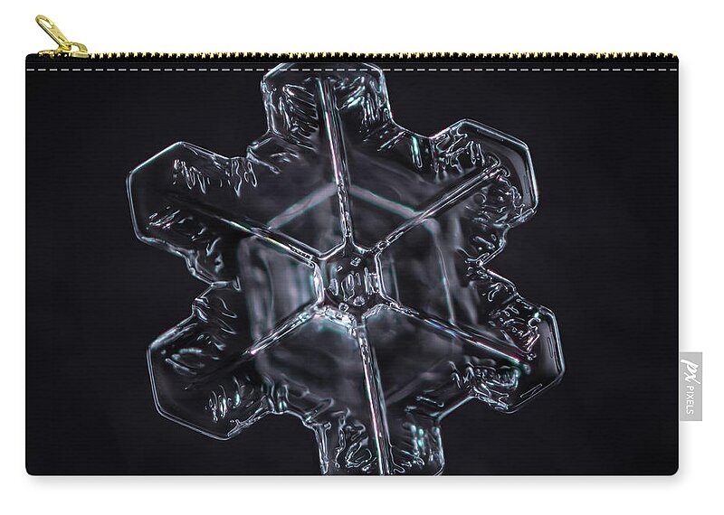 Snowflakes Zip Pouch featuring the photograph Stellar Plate Snowflake by Brian Caldwell