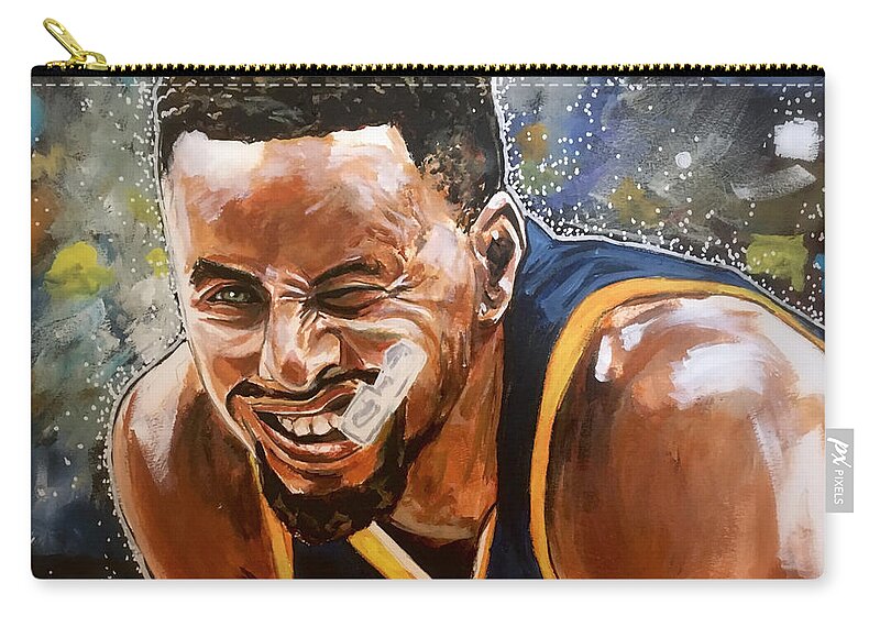 Steph Curry Zip Pouch featuring the painting Steph Curry by Joel Tesch
