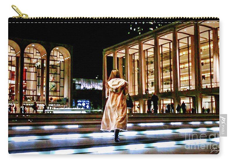 Lincoln Center Zip Pouch featuring the digital art Steps to Lincoln Center NYC by CAC Graphics