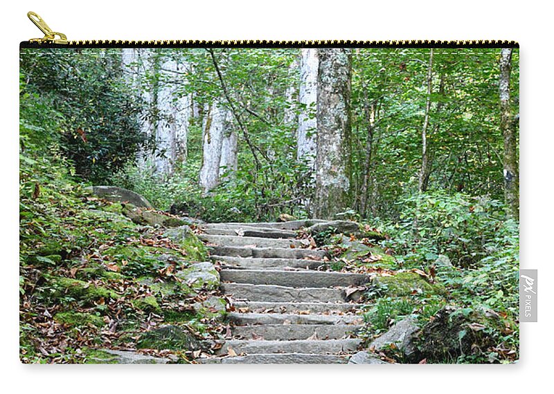 Tennessee Zip Pouch featuring the photograph Steps Up Into The Forest 1 by Phil Perkins
