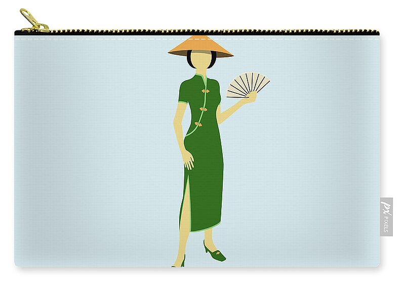Chinese Culture Zip Pouch featuring the digital art Stereotypical Chinese Woman by Ralf Hiemisch