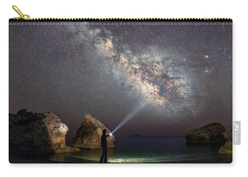 Milky Way Carry-all Pouch featuring the photograph Still A Kid Under The Stars by Elias Pentikis