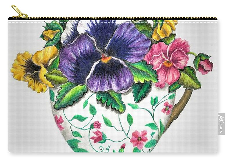 Still Life Zip Pouch featuring the drawing Still life with flowers by Tara Krishna