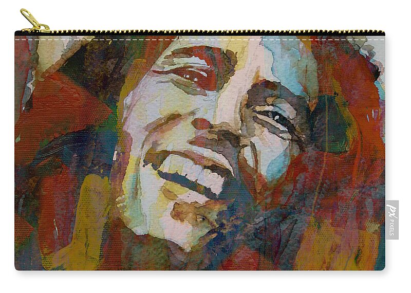 Bob Marley Zip Pouch featuring the painting Stir It Up - Retro - Bob Marley by Paul Lovering