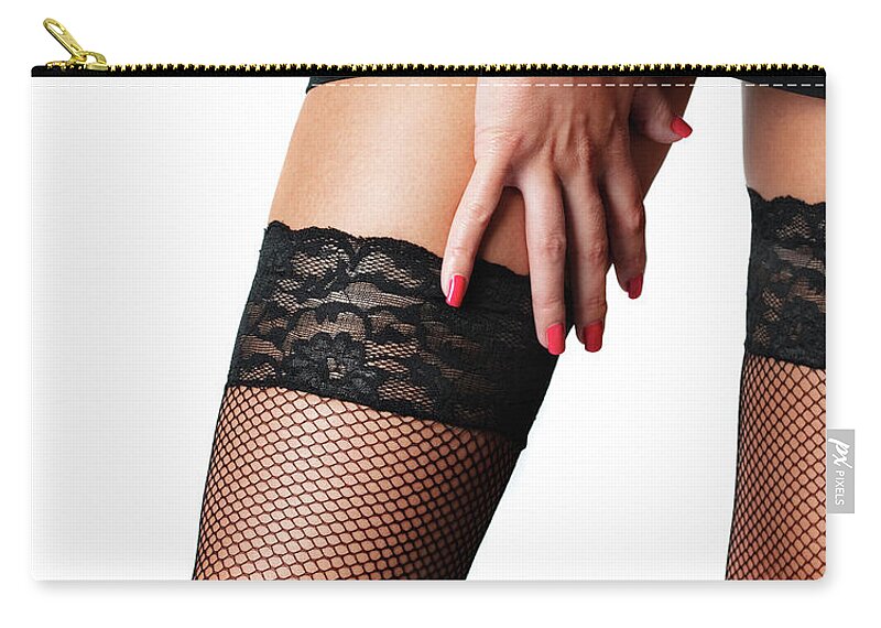 Legs Zip Pouch featuring the photograph Stockings by Jelena Jovanovic