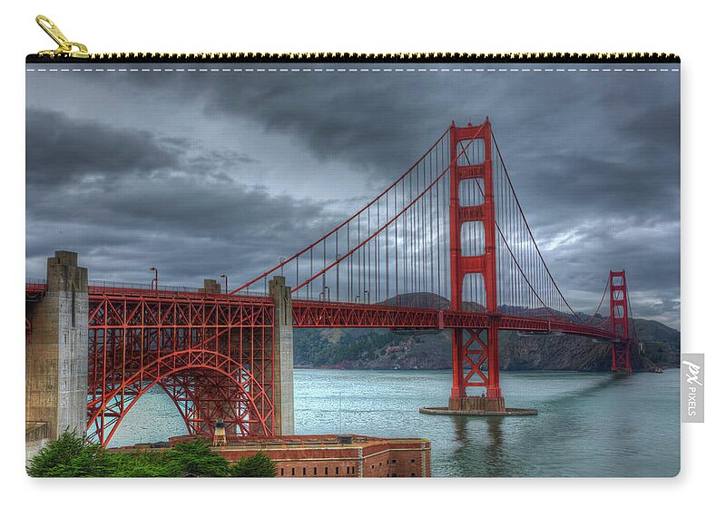 Landscape Carry-all Pouch featuring the photograph Stormy Golden Gate Bridge by Harry B Brown